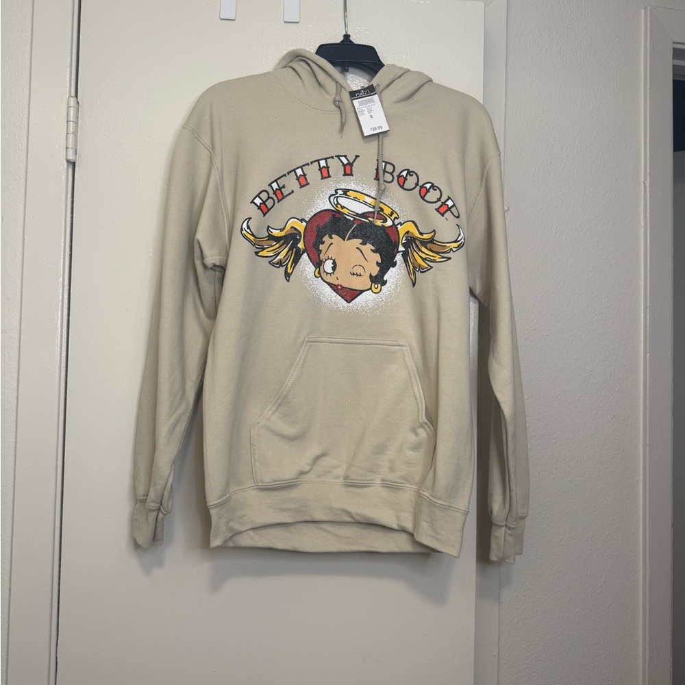 Rue21 Cream Hoodie with Retro Graphic Design